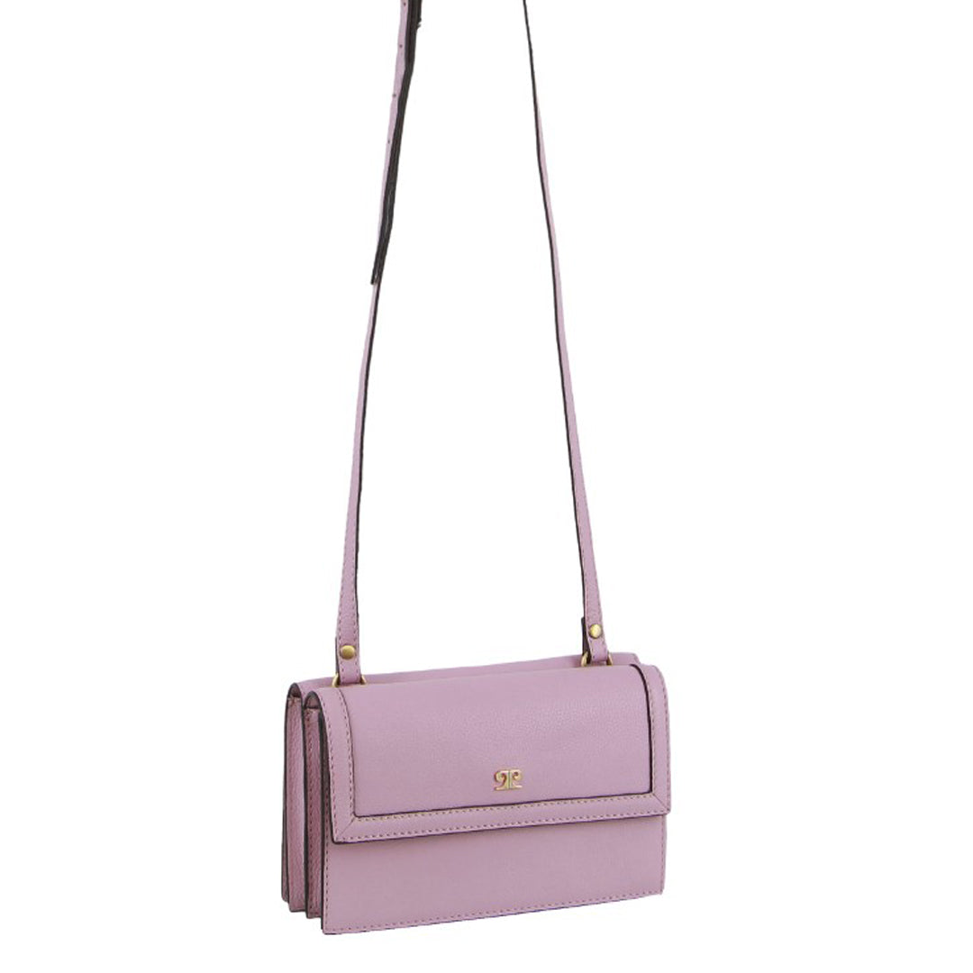 Pierre Cardin Ladies Leather Flap Over Cross-Body Bag in Pink