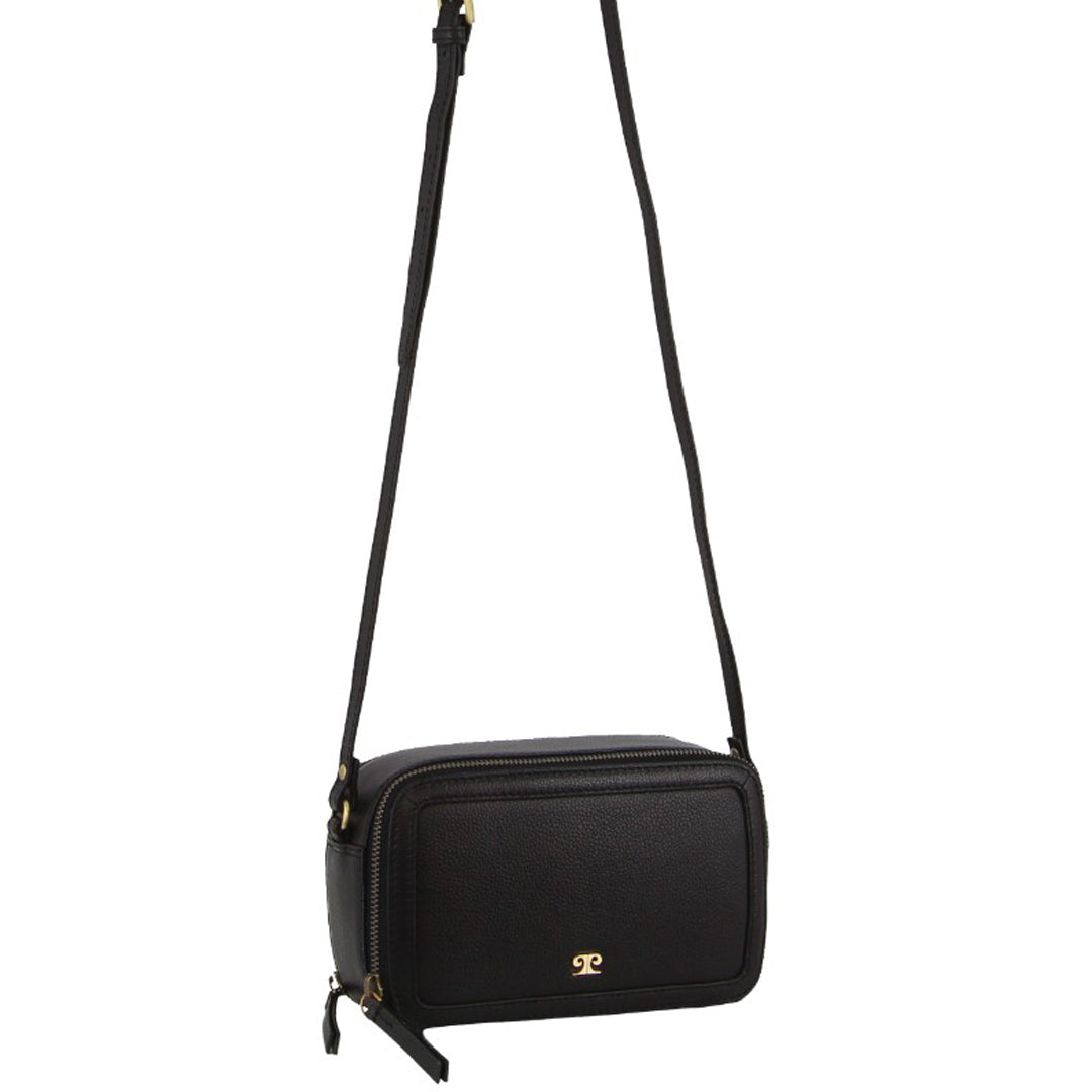Pierre Cardin Leather Crossbody Camera Bag in Black