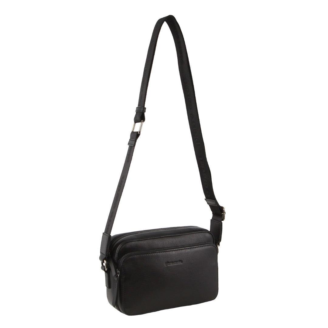 Pierre Cardin Men's Leather Crossbody Bag in Black