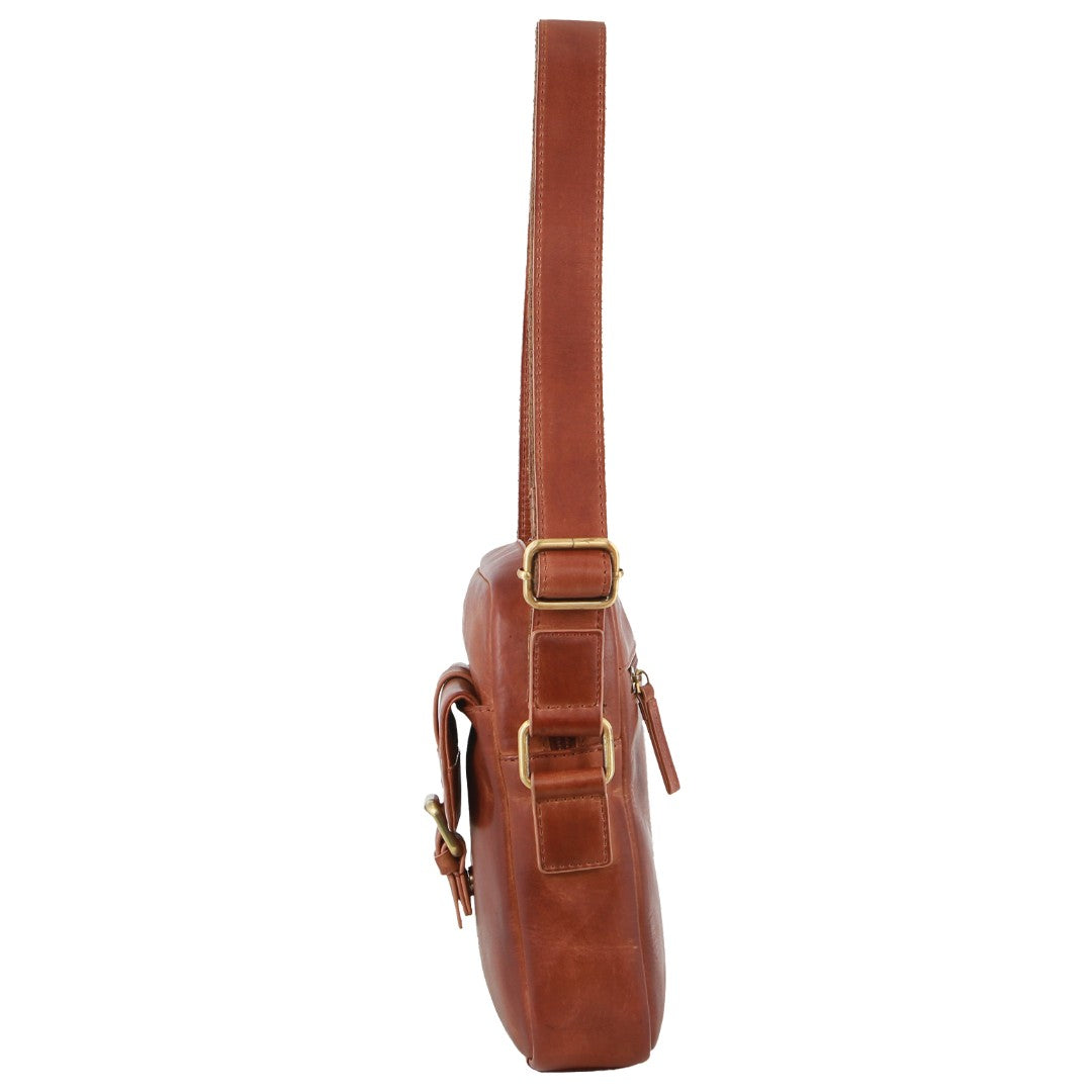 Pierre Cardin Men's Leather Crossbody Bag in Cognac