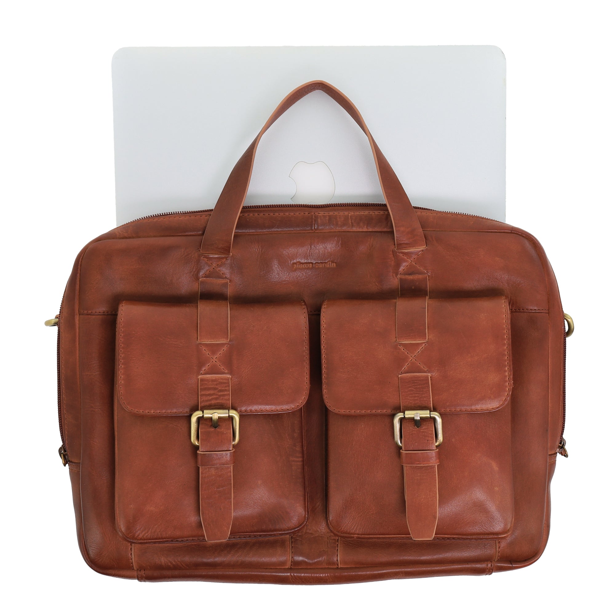 Pierre Cardin Men's Rustic Leather Satchel/Messenger Bag