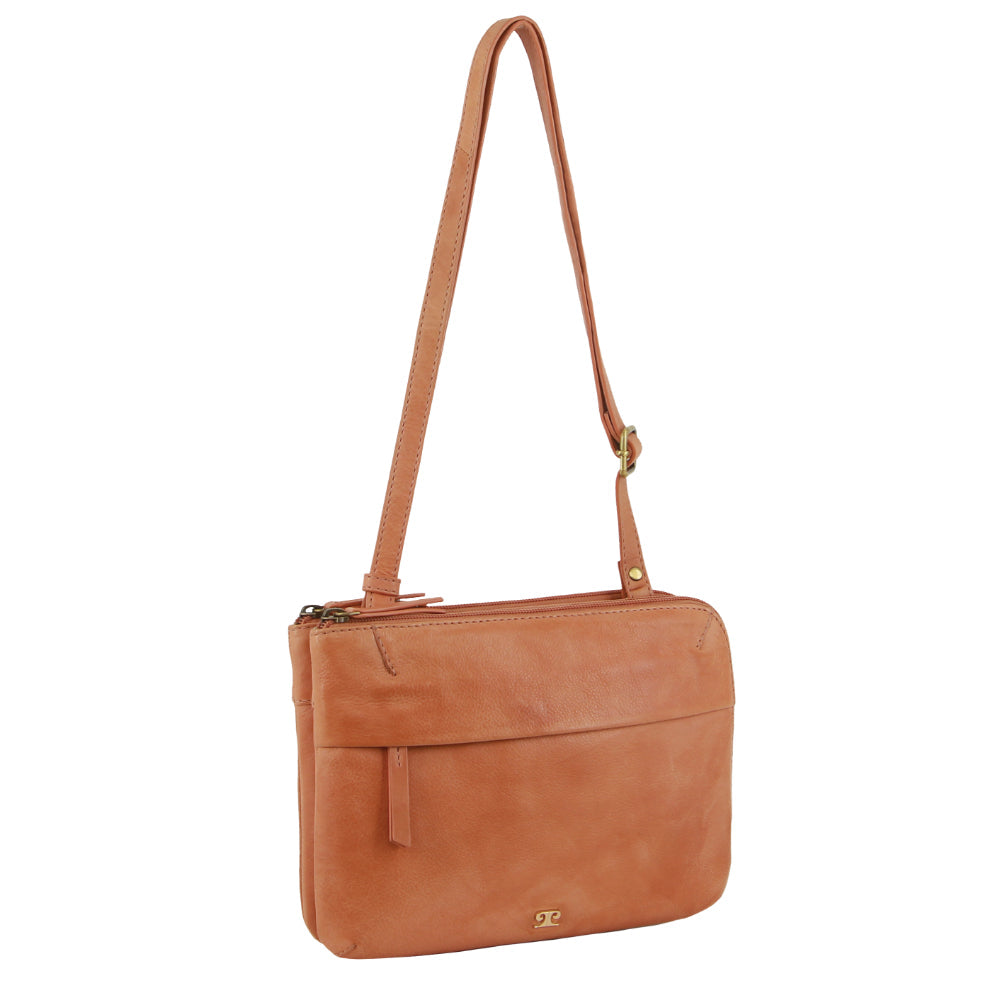 Pierre Cardin Leather Ladies Crossbody Bag in Apricot