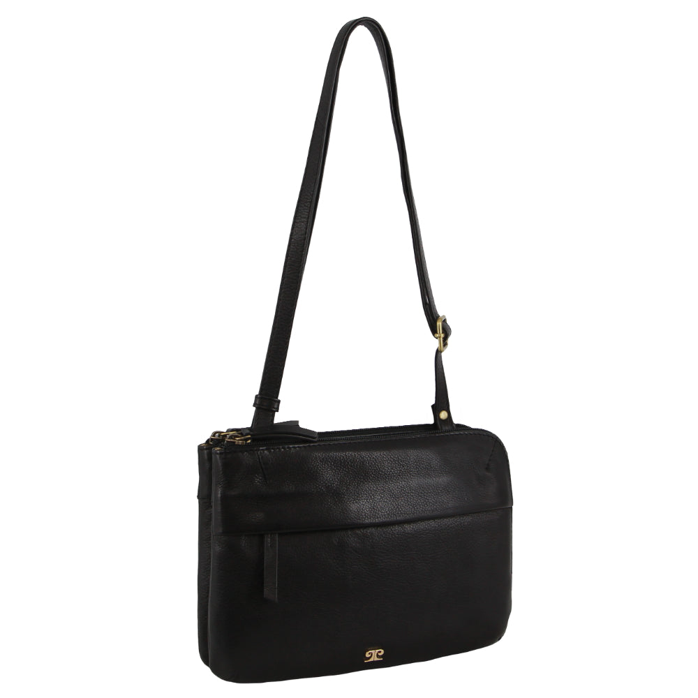 Pierre Cardin Leather Ladies Crossbody Bag in Black
