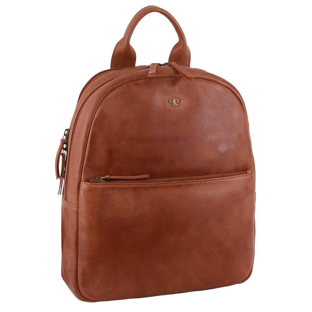 Pierre Cardin Rustic Leather Business Backpack/Computer Bag in Tan