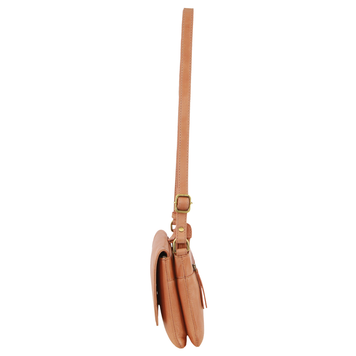 Pierre Cardin Leather Flap-over Crossbody Bag in Tan