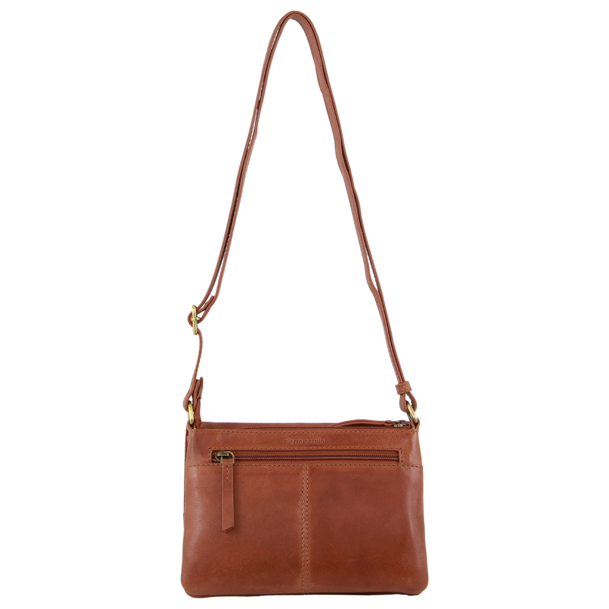 Pierre Cardin Leather Flap-over Crossbody Bag in Apricot