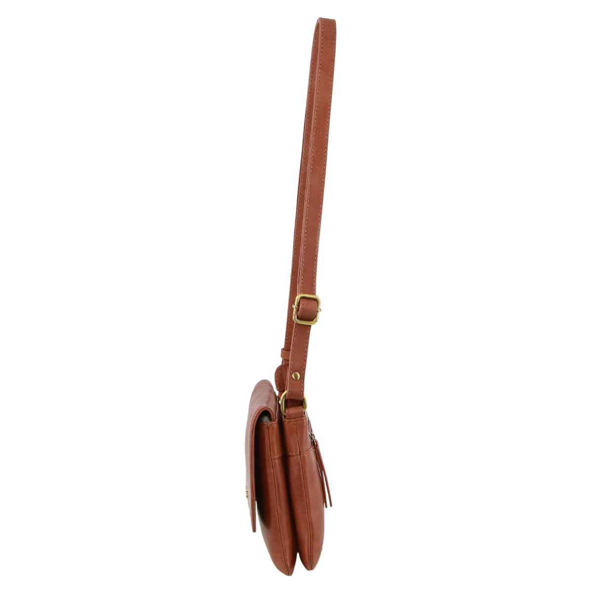 Pierre Cardin Leather Flap-over Crossbody Bag in Apricot