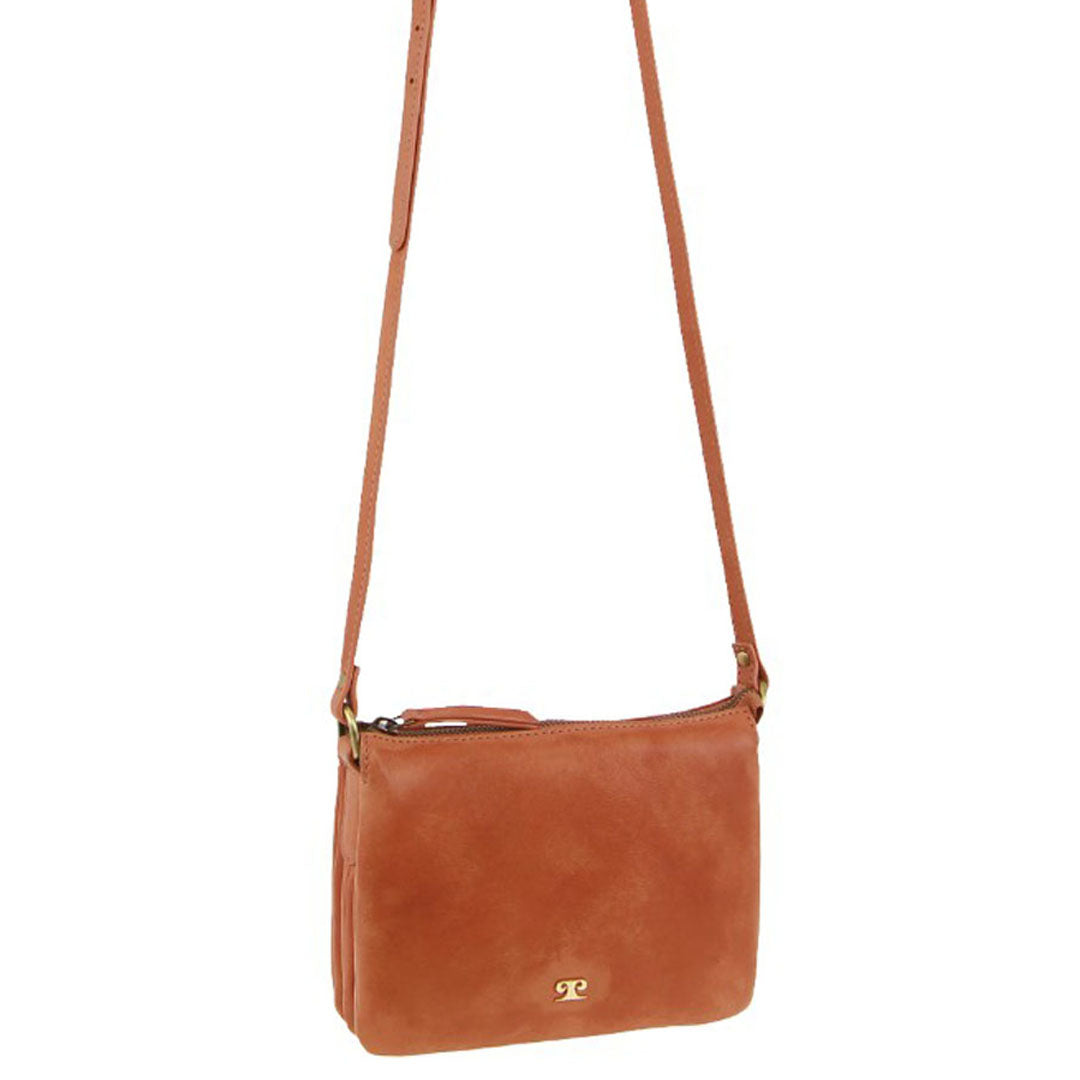 Pierre Cardin Leather Sleek Crossbody Bag in Apricot