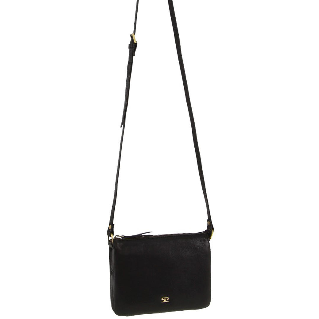 Pierre Cardin Leather Sleek Crossbody Bag in Black