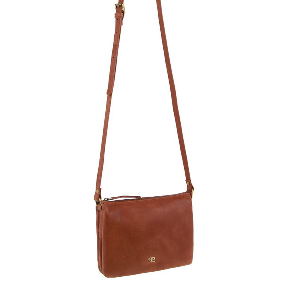 Pierre Cardin Leather Sleek Crossbody Bag in Tan