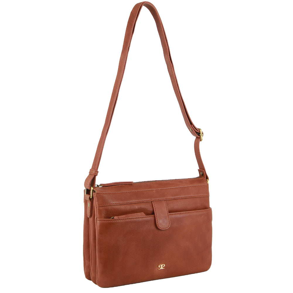 Pierre Cardin Leather Layered Style Crossbody Bag