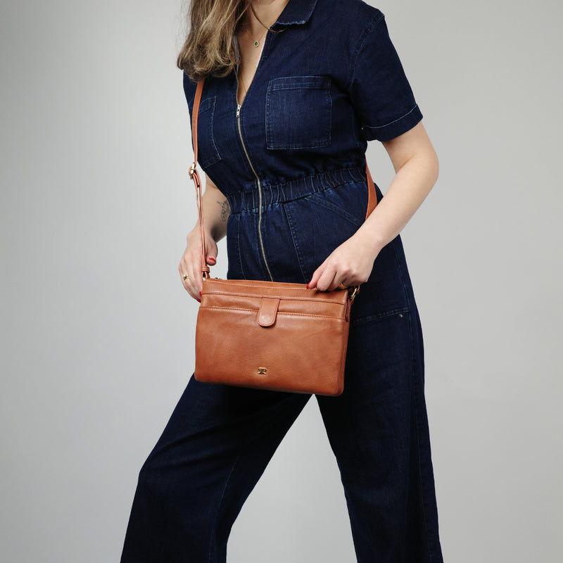 Pierre Cardin Leather Layered Style Crossbody Bag