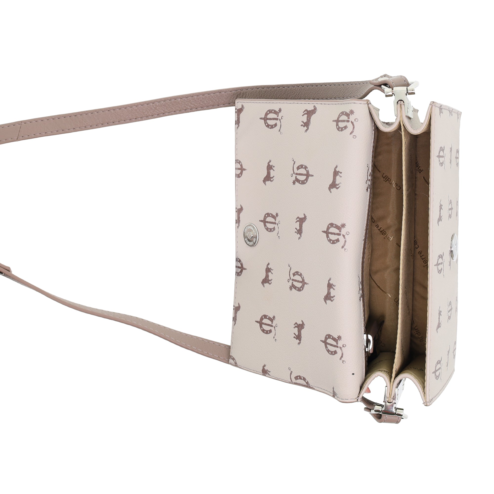 Pierre Cardin Canvas Print/Leather Trim Flap Cross-Body Bag