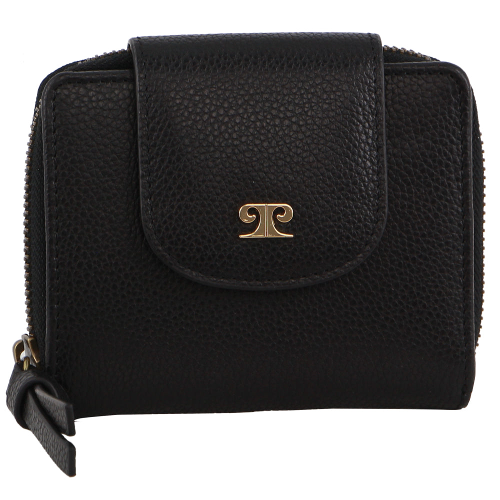 Pierre Cardin Ladies Leather Tab Bi-Fold Wallet in Black