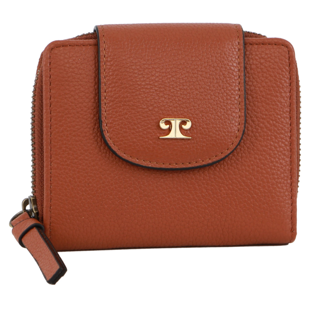 Pierre Cardin Ladies Leather Tab Bi-Fold Wallet in Cognac