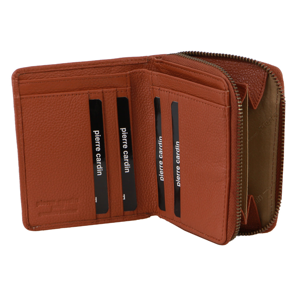 Pierre Cardin Ladies Leather Tab Bi-Fold Wallet in Black