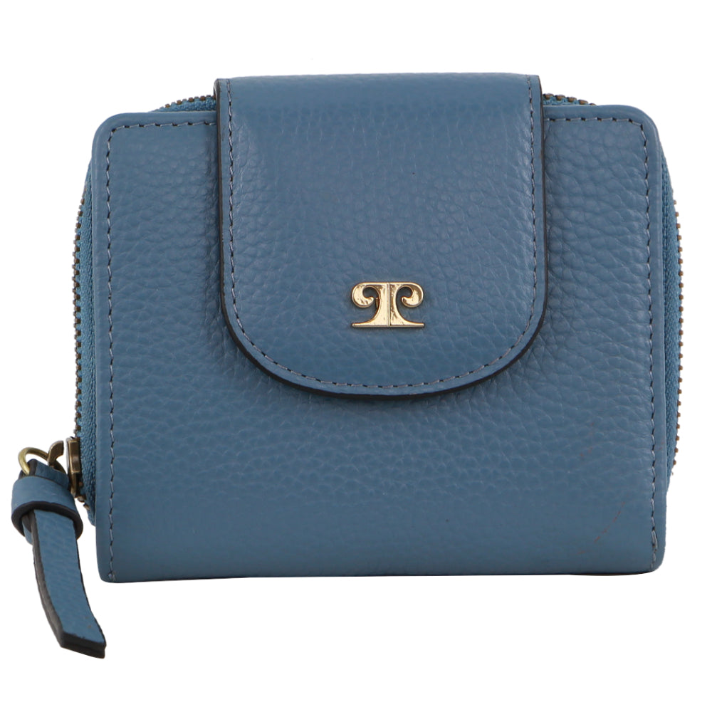 Pierre Cardin Ladies Leather Tab Bi-Fold Wallet in Blue