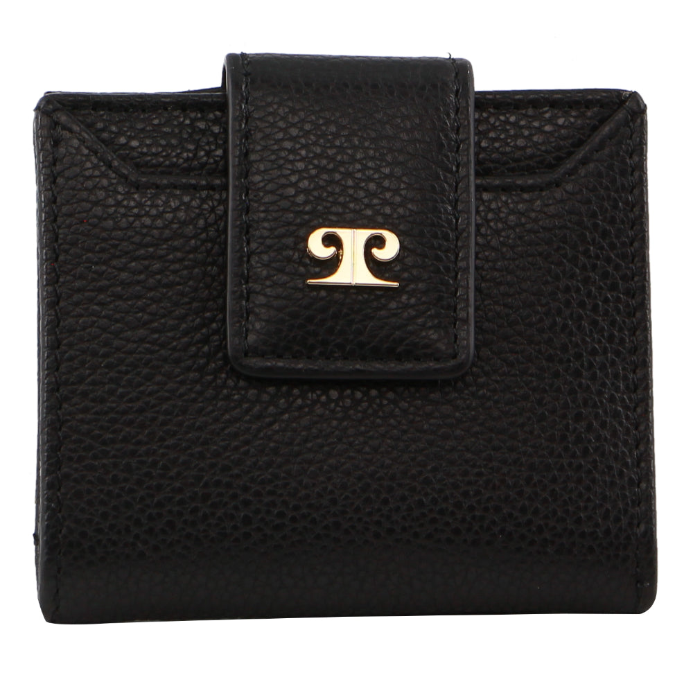 Pierre Cardin Ladies Leather Flip-over Bi-fold Wallet in Black