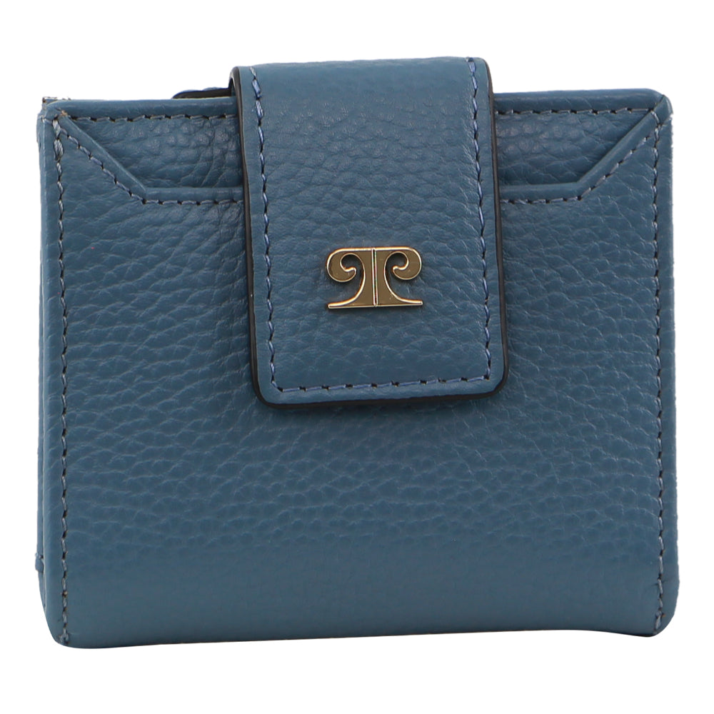 Pierre Cardin Ladies Leather Flip-over Bi-fold Wallet in Blue
