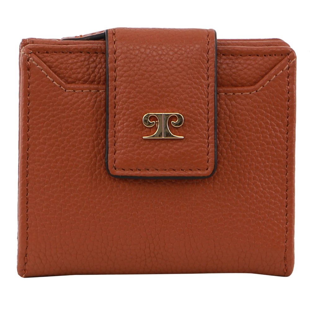 Pierre Cardin Ladies Leather Flip-over Bi-fold Wallet in Cognac