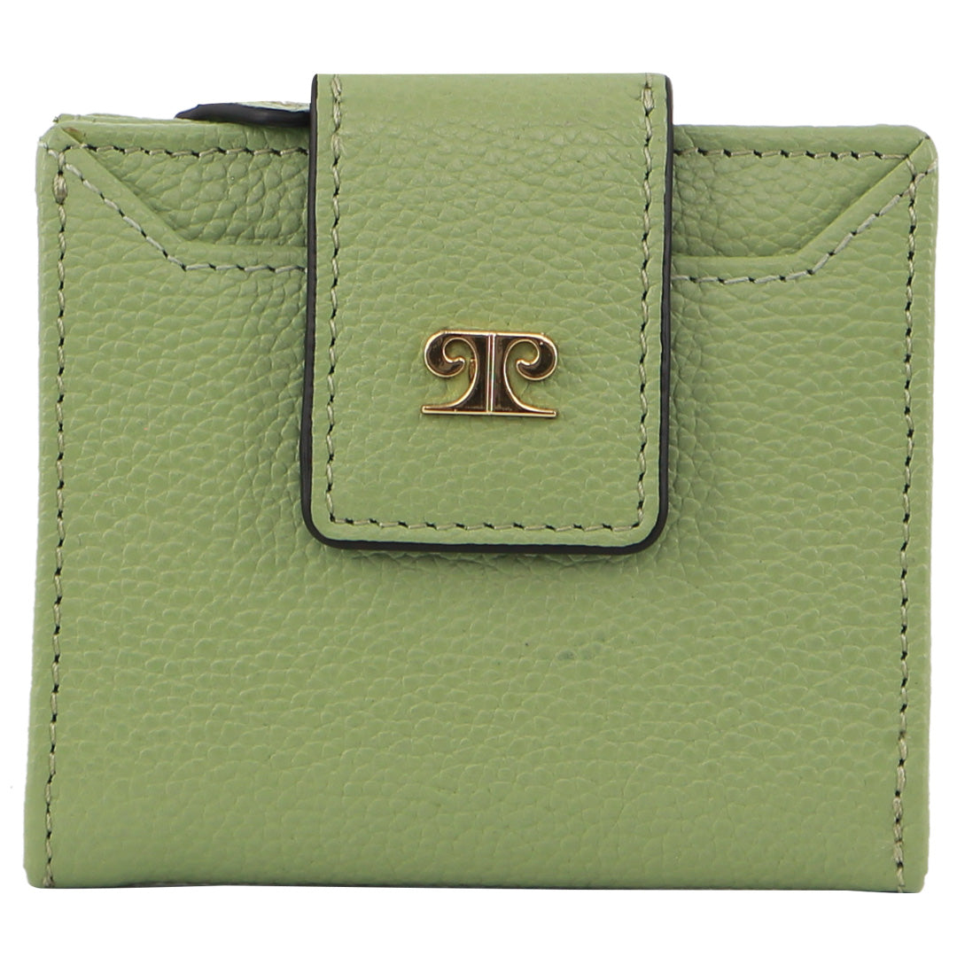 Pierre Cardin Ladies Leather Flip-over Bi-fold Wallet in Jade
