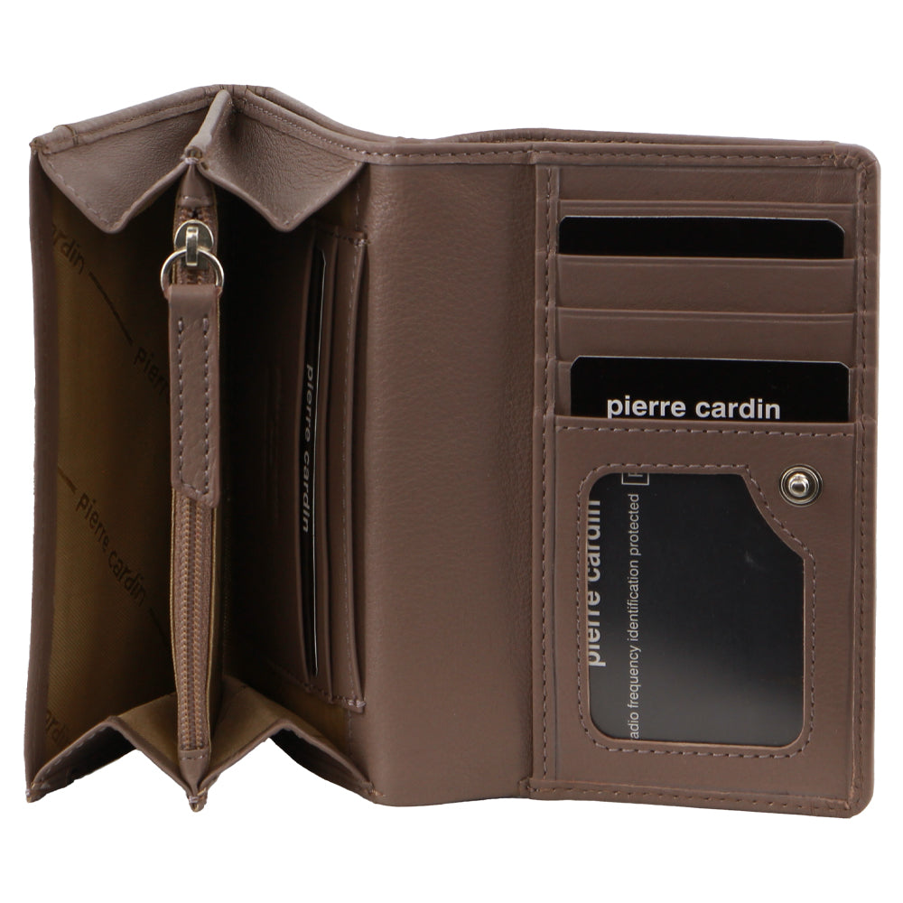 Pierre Cardin Leather Art Design Bi-Fold Flap Wallet in Black