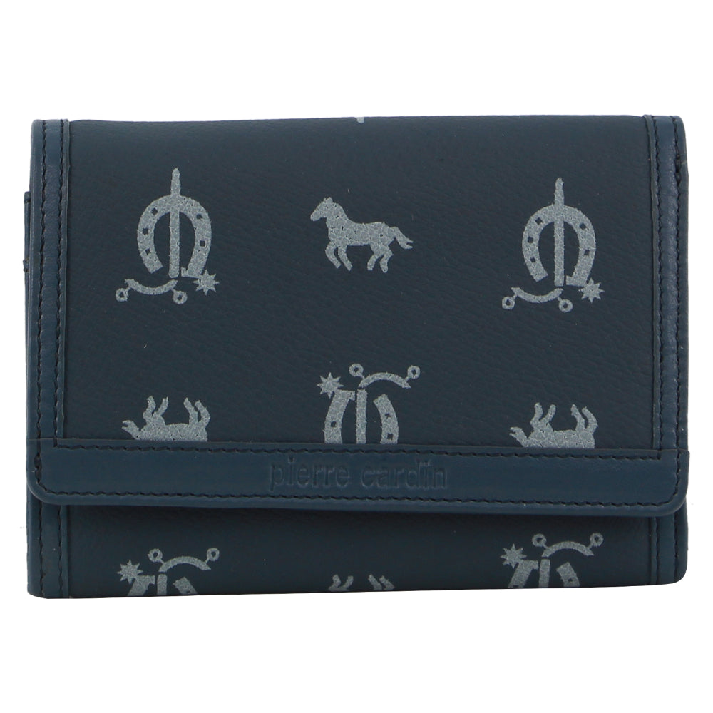 Pierre Cardin Leather Art Design Bi-Fold Flap Wallet in Beige