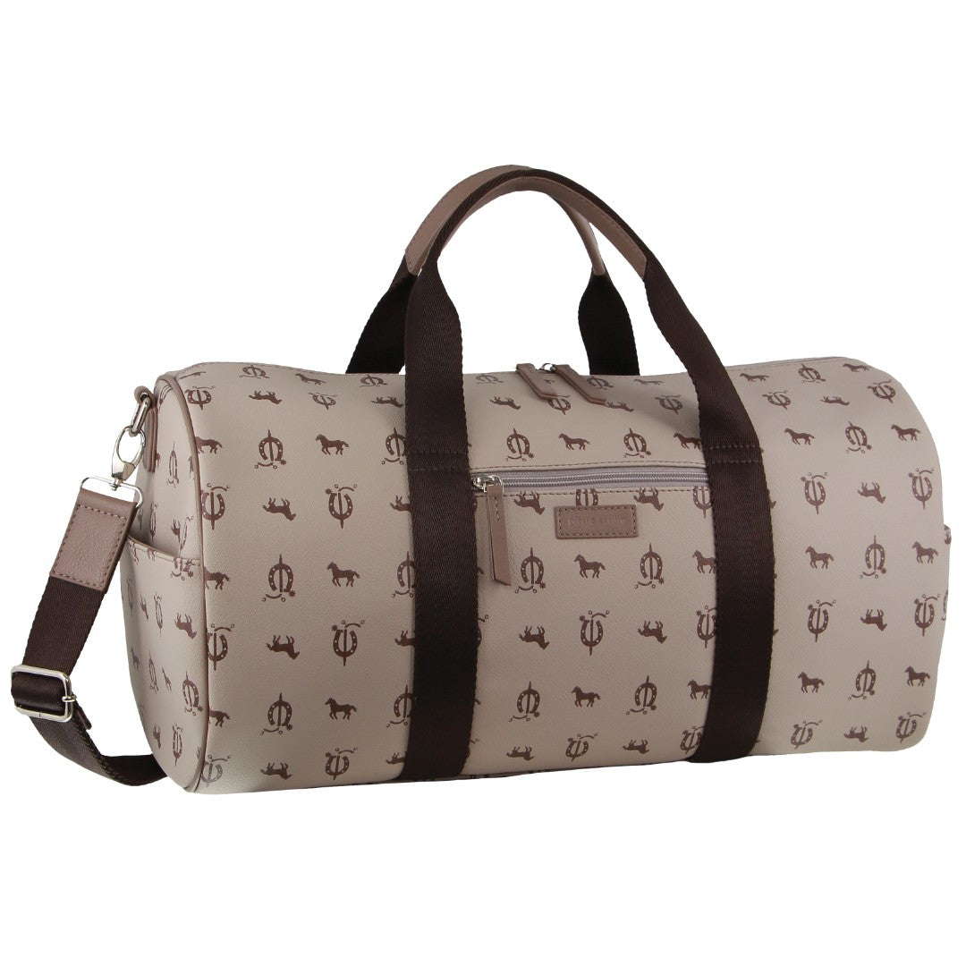 Pierre Cardin Leather/Canvas Print Design Duffle Bag