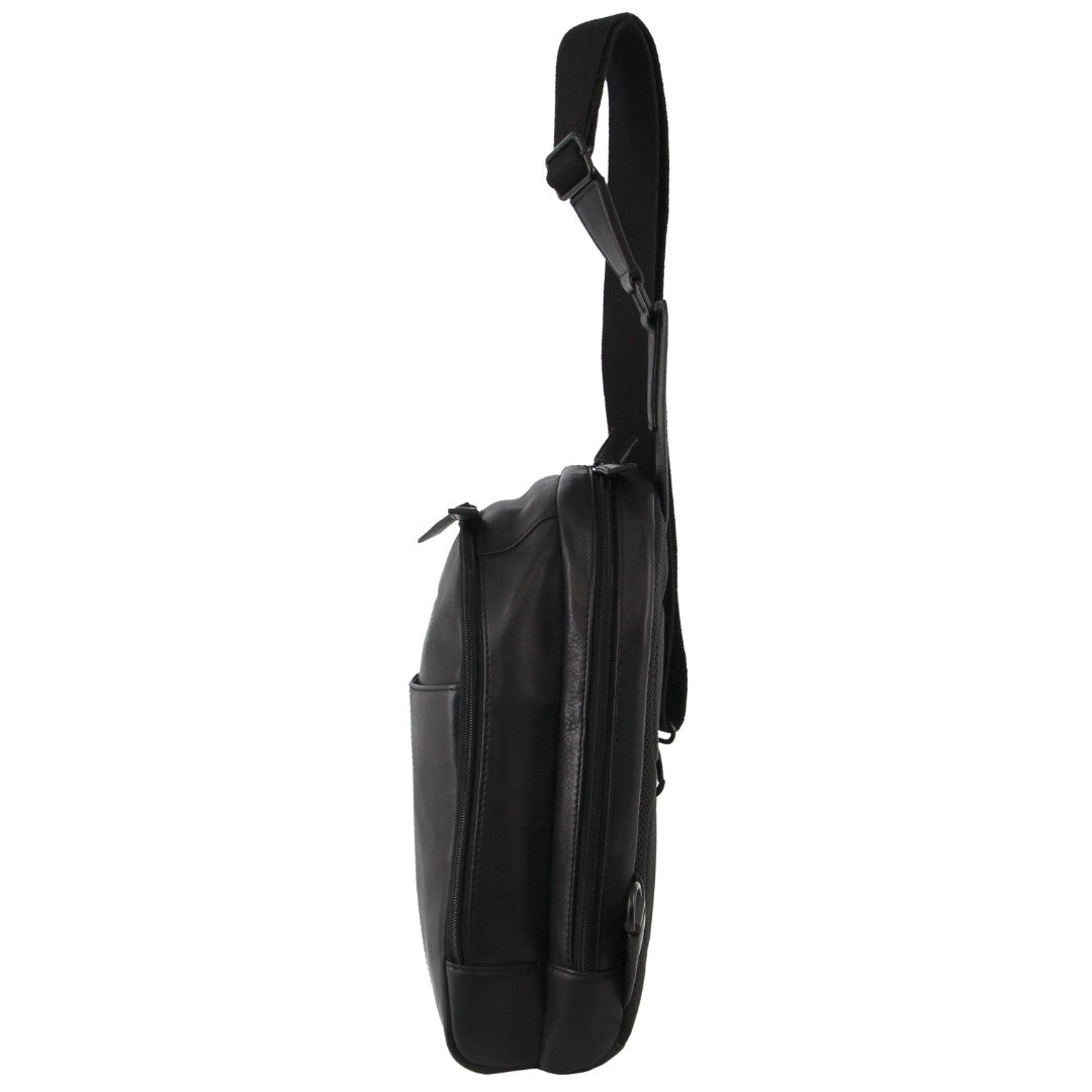 Pierre Cardin Men's Leather Sling Bag in Black