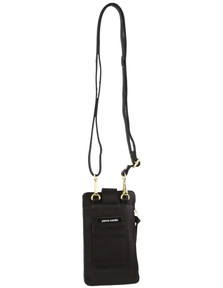 Pierre Cardin Leather Phone Bag in Black