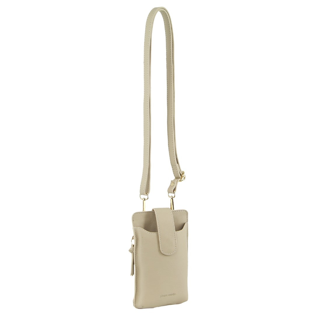 Pierre Cardin Leather Phone Bag in Cement