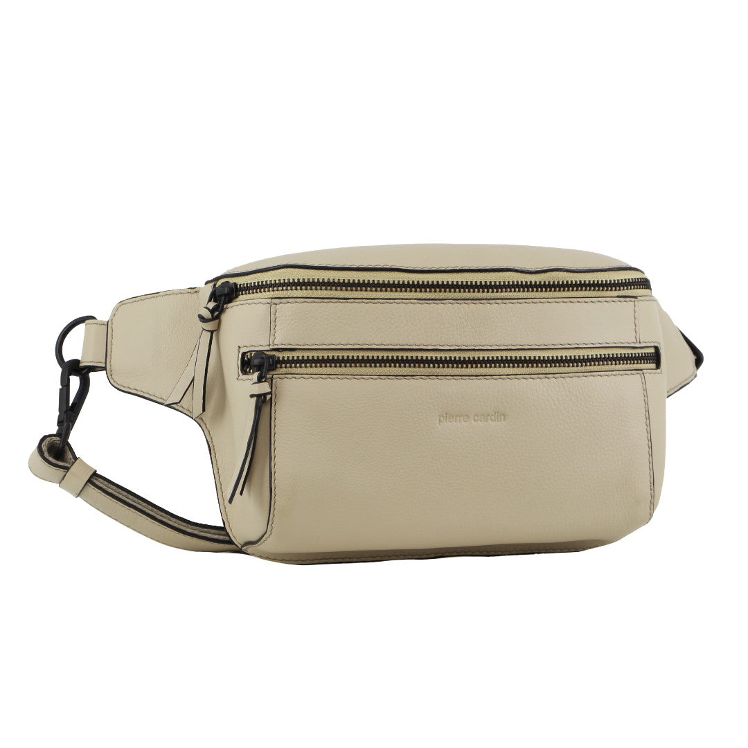 Pierre Cardin Leather 3-Way Sling Bag in Cement