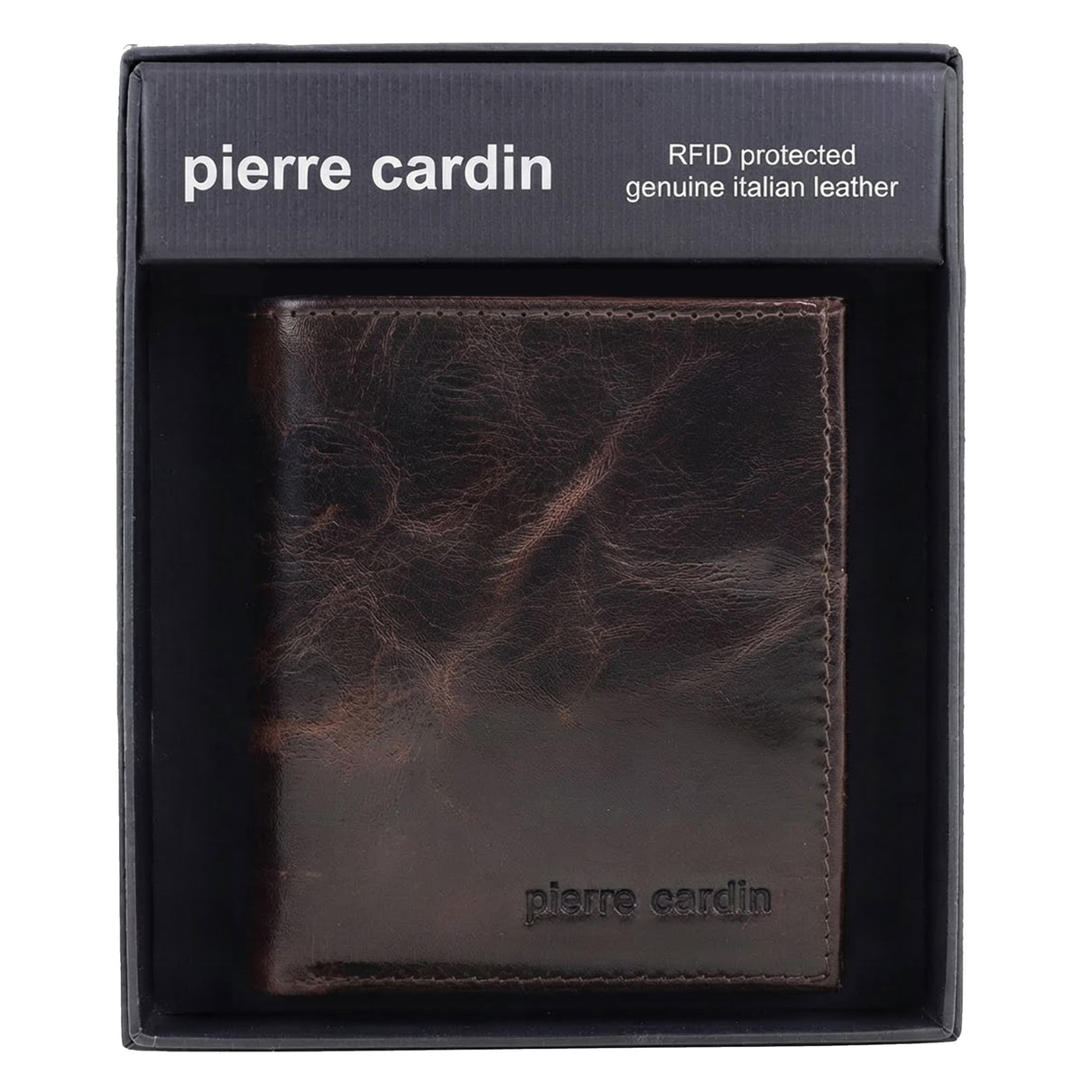 Pierre Cardin Rustic Leather Men's Slim Bi-Fold Wallet