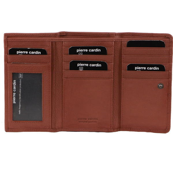 Pierre Cardin Pleated Leather Ladies Tri-Fold Wallet