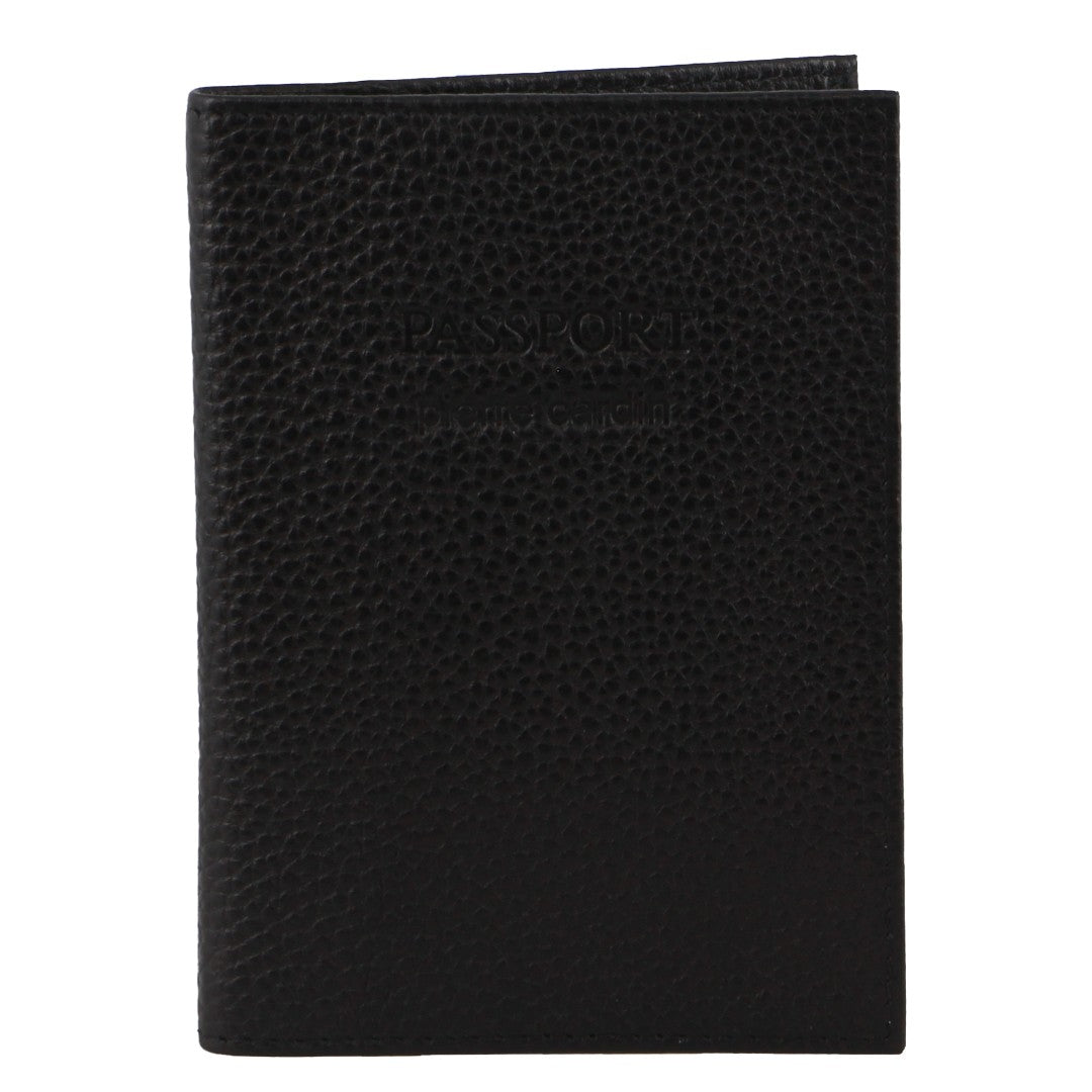 Pierre Cardin Leather Passport Wallet Cover in Black