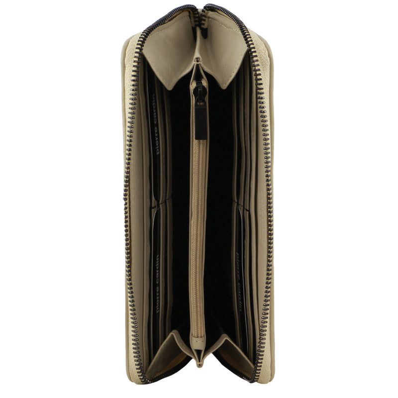 Pierre Cardin Italian Pleated Leather Ladies Zip Wallet