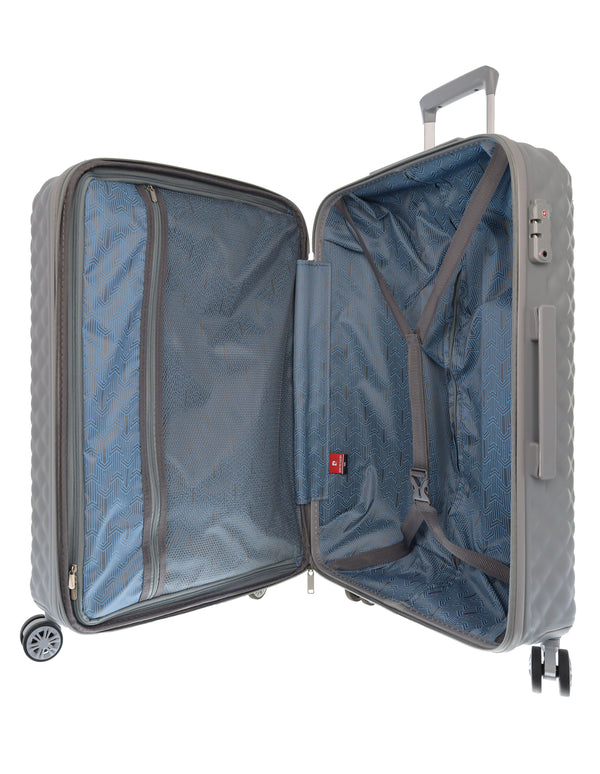 Pierre Cardin 80cm LARGE Hard Shell Suitcase in Grey