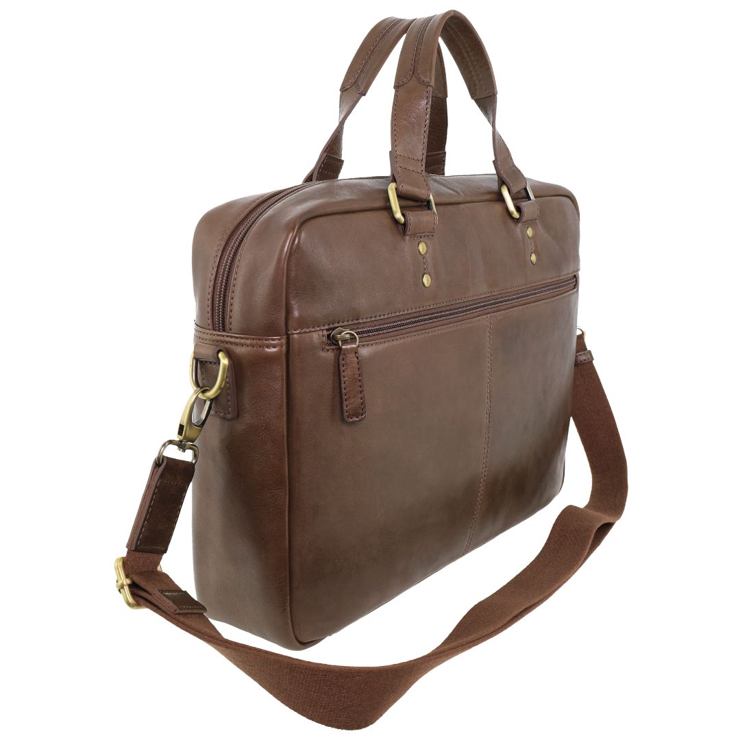 Pierre Cardin Men's Leather Rustic Business/Laptop Bag