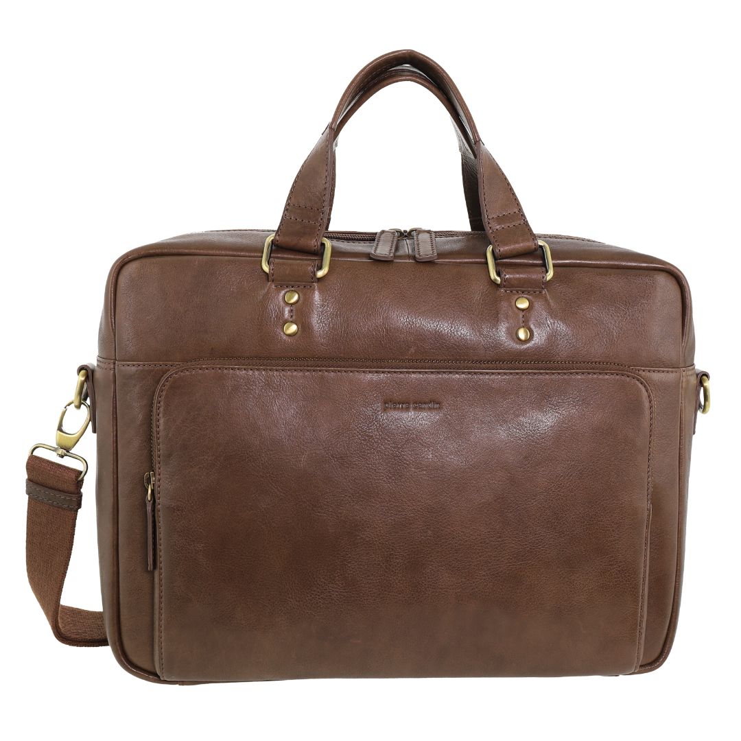 Pierre Cardin Men's Leather Rustic Business/Laptop Bag