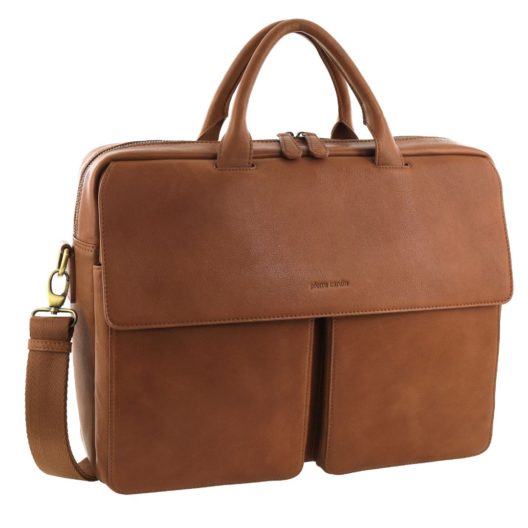 Pierre Cardin Men's Leather Classic Messenger/Computer Bag