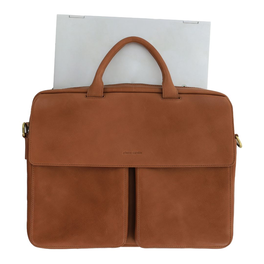 Pierre Cardin Men's Leather Classic Messenger/Computer Bag