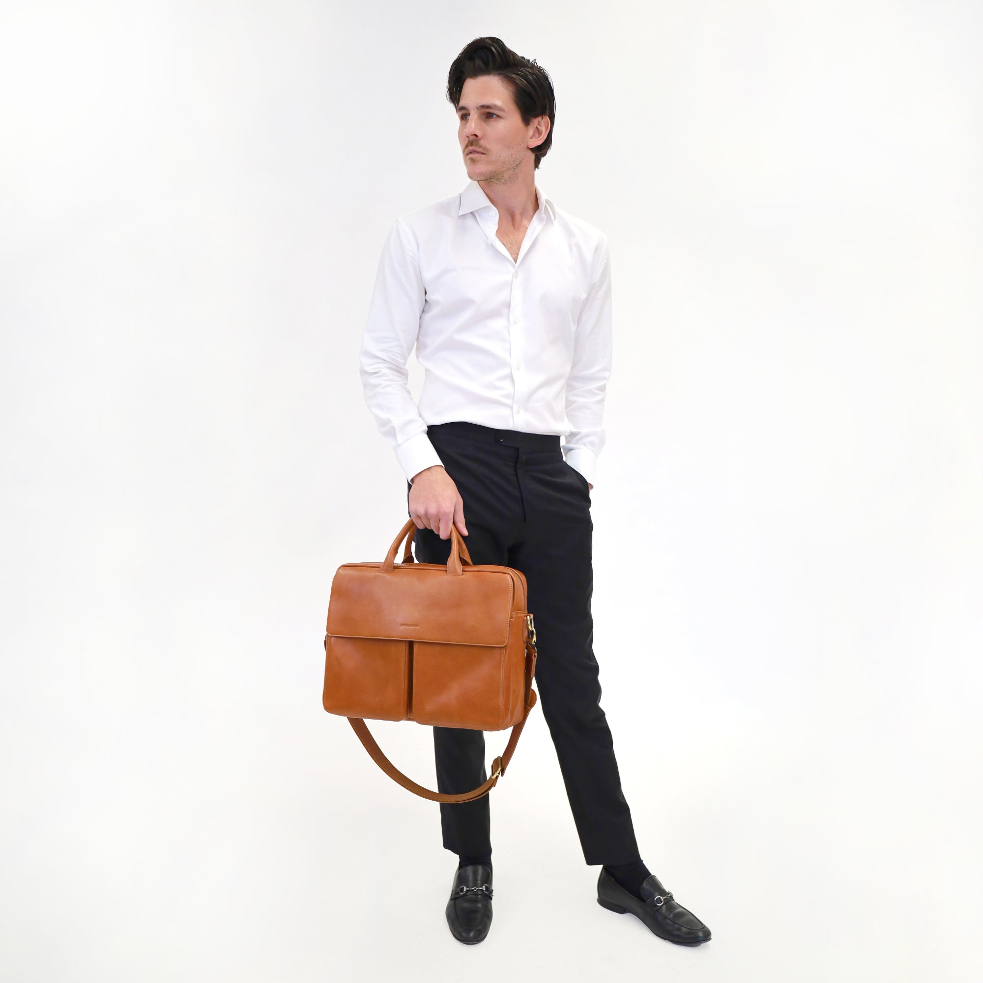 Pierre Cardin Men's Leather Classic Messenger/Computer Bag