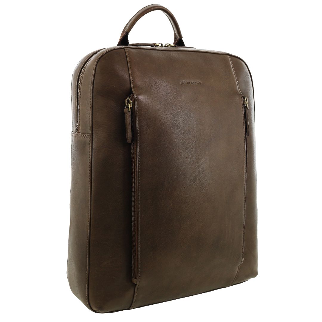 Pierre Cardin Men's Leather Functional Business/Laptop Backpack