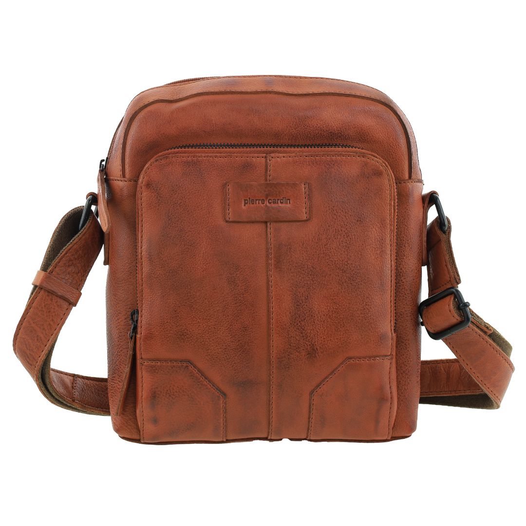 Pierre Cardin Men's Leather Rustic Crossbody Bag