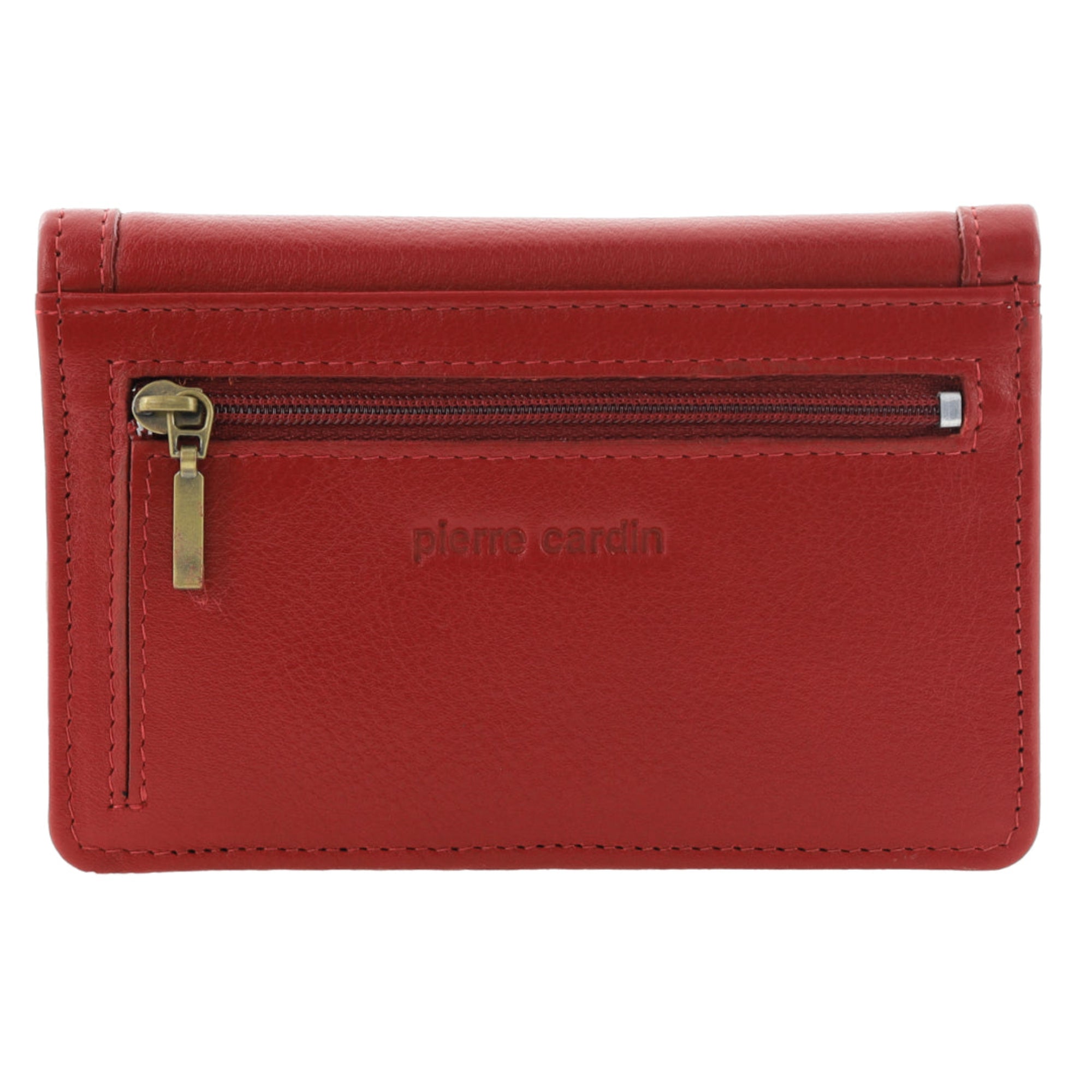 Pierre Cardin Ladies Leather Snap Button Bi-Fold Wallet in Red
