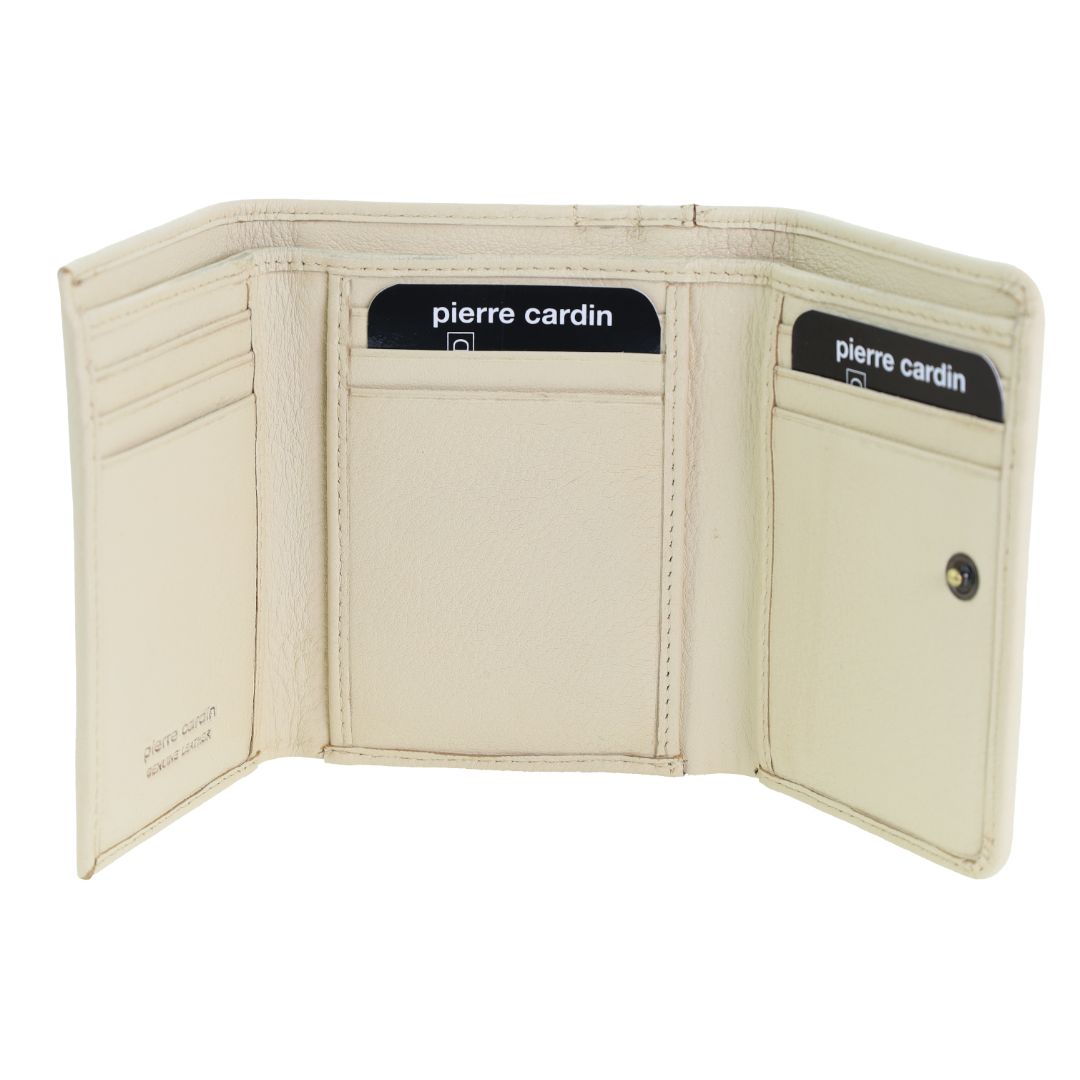 Pierre Cardin Ladies Leather Snap Button Tri-Fold Wallet