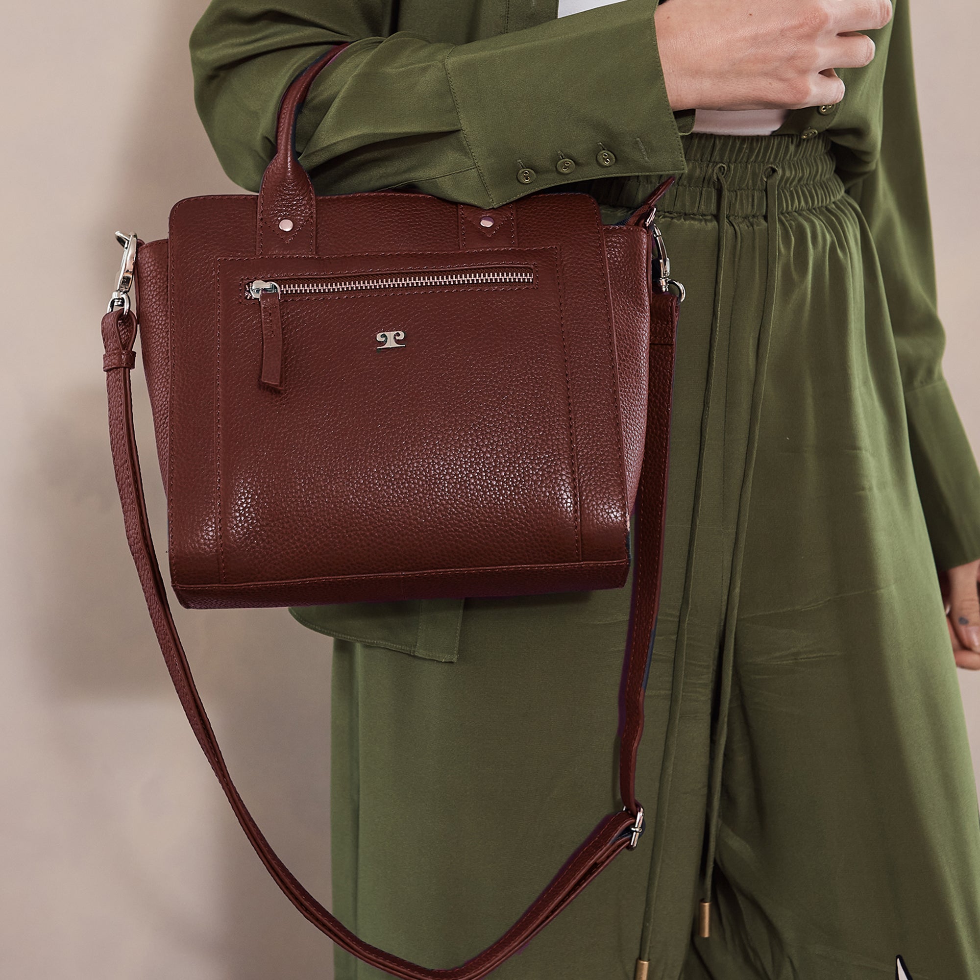 Pierre Cardin Ladies Leather Mini Tote Crossbody Bag