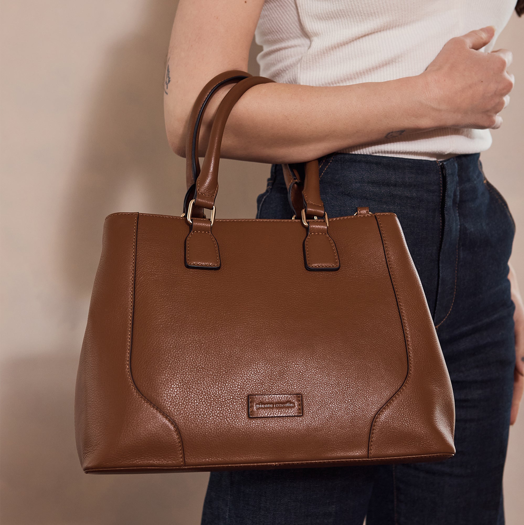 Pierre Cardin Ladies Leather Tote with Detachable Strap