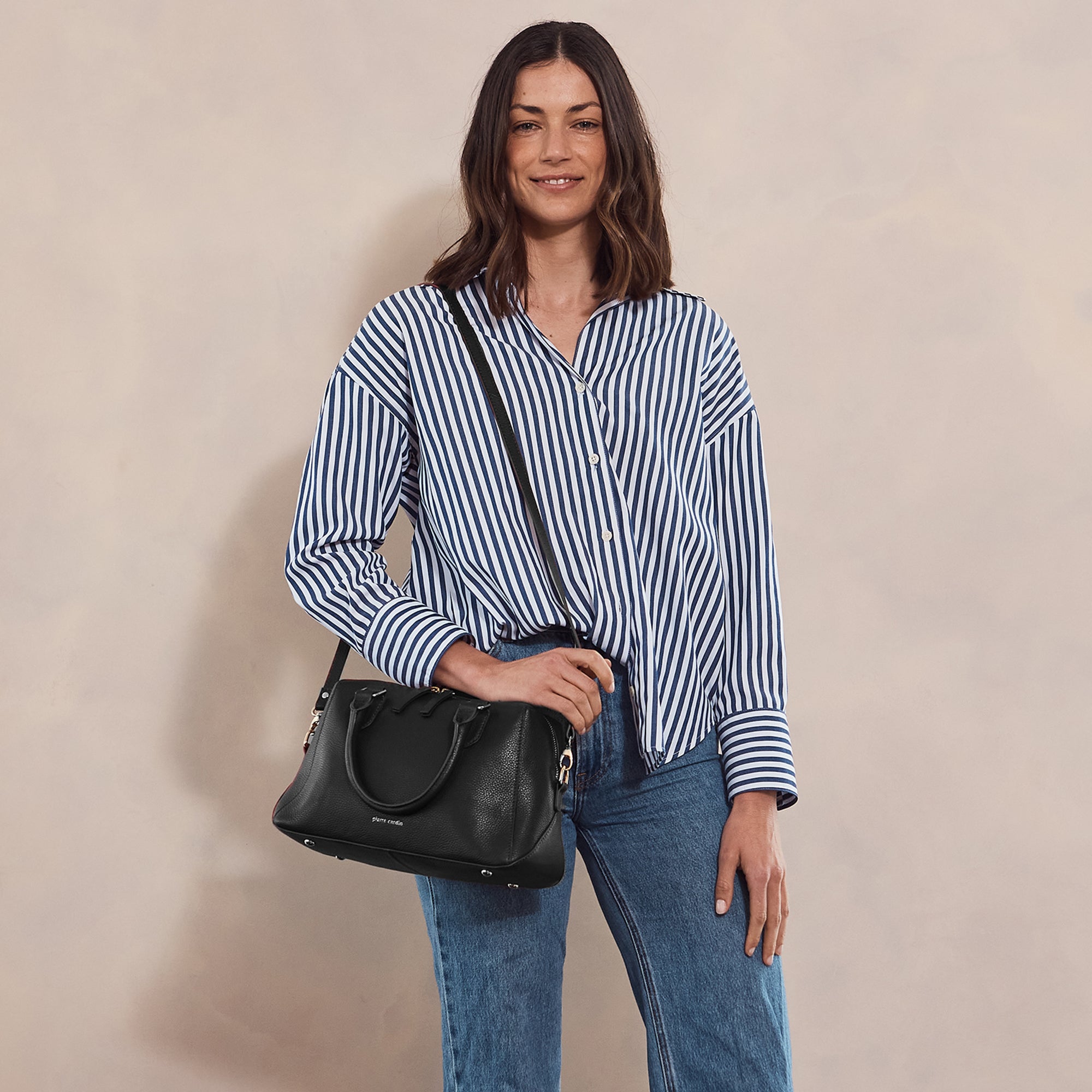 Pierre Cardin Ladies Leather Tote Crossbody Bag