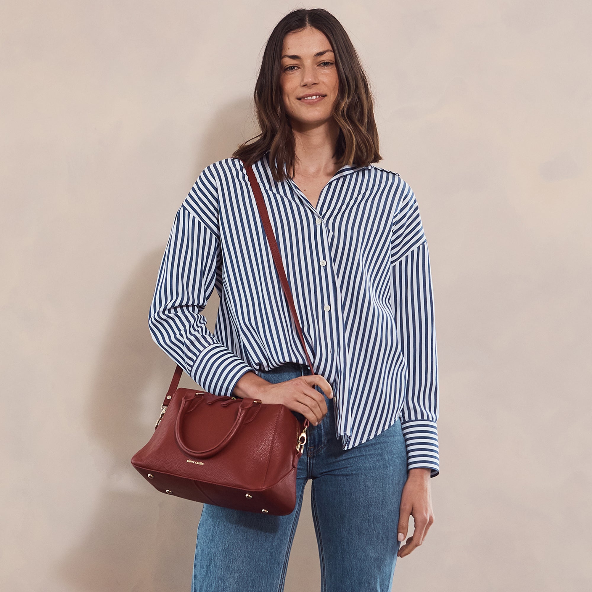 Pierre Cardin Ladies Leather Tote Crossbody Bag